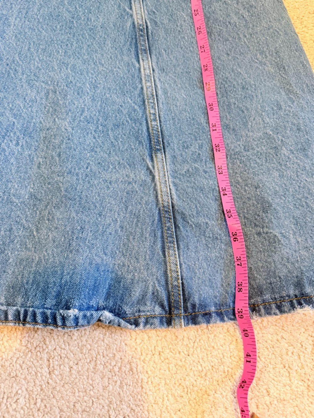 Zara High Waisted A-Line Blue Denim Long Maxi Skirt W/Front Pockets Size M - Picture 9 of 10